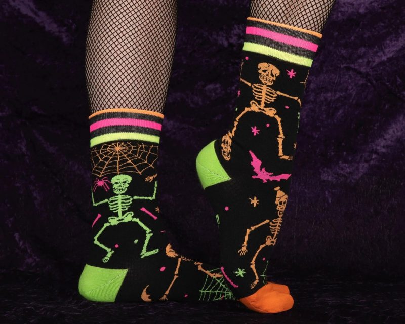 Calcetines esqueletos fluorescentes UV